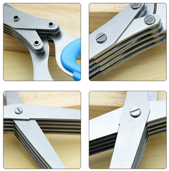 Kéo cắt nhỏ 5 Lớp cắt hành lá đa năng bằng thép không gỉ nhiều lớp kéo cắt gia vị A1321