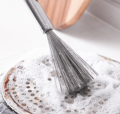 Cọ dây thép vệ sinh xoong nồi có tay cầm bàn chải cọ rửa nồi chén bát đồ dùng nhà bếp dây thép A1714