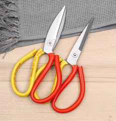 Kéo thép không gỉ hai màu Vàng đỏ cho nhà bếp gia đình kéo cắt vải cắt giấy đóng gói cắt băng keo A2412