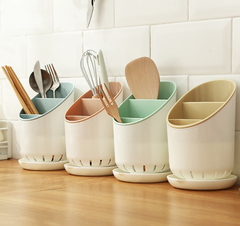 Giá nhựa đựng muỗng đũa nĩa nhà bếp, ống đựng đũa quán ăn  nhà hàng màu nhẹ nhàng  sắp xếp gọn gàng A2853