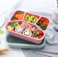 Hộp đựng cơm bốn ngăn lúa mạch hộp đựng cơm trưa văn phòng đựng thức ăn nhanh tiện lợi A4911