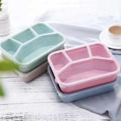 Hộp đựng cơm bốn ngăn lúa mạch hộp đựng cơm trưa văn phòng đựng thức ăn nhanh tiện lợi A4911