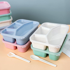 Hộp đựng cơm bốn ngăn lúa mạch hộp đựng cơm trưa văn phòng đựng thức ăn nhanh tiện lợi A4911