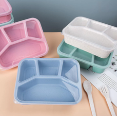 Hộp đựng cơm bốn ngăn lúa mạch hộp đựng cơm trưa văn phòng đựng thức ăn nhanh tiện lợi A4911