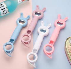 Dụng cụ mở nắp chai bia bốn trong một hình tai thỏ đa năng, dụng cụ mở nắp đồ uống chống trượt L1043