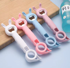 Dụng cụ mở nắp chai bia bốn trong một hình tai thỏ đa năng, dụng cụ mở nắp đồ uống chống trượt L1043