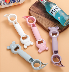 Dụng cụ mở nắp chai bia bốn trong một hình tai thỏ đa năng, dụng cụ mở nắp đồ uống chống trượt L1043