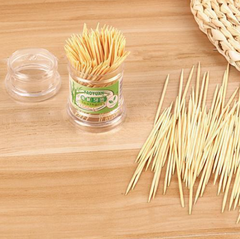 Hộp tăm tre xỉa răng dùng một lần hai đầu nhọn, Ống tăm trong suốt cầm tay tăm khách sạn quán ăn L1714