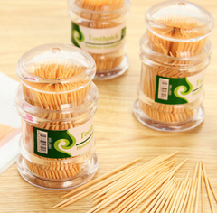 Hộp tăm tre xỉa răng dùng một lần hai đầu nhọn, Ống tăm trong suốt cầm tay tăm khách sạn quán ăn L1714