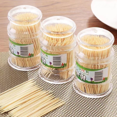 Hộp tăm tre xỉa răng dùng một lần hai đầu nhọn, Ống tăm trong suốt cầm tay tăm khách sạn quán ăn L1714