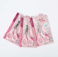 Kéo tỉa lông mày kèm lược chải Hàn Quốc kéo tỉa lông mày dụng cụ trang điểm L1354