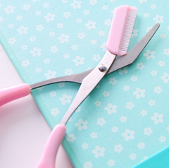 Kéo tỉa lông mày kèm lược chải Hàn Quốc kéo tỉa lông mày dụng cụ trang điểm L1354