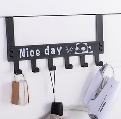 Giá 6 móc treo quần áo sau cửa Nice Day bằng sắt không cần khoan đục, móc treo quần áo nón mũ L1531