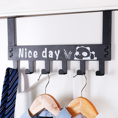 Giá 6 móc treo quần áo sau cửa Nice Day bằng sắt không cần khoan đục, móc treo quần áo nón mũ L1531