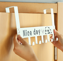 Giá 6 móc treo quần áo sau cửa Nice Day bằng sắt không cần khoan đục, móc treo quần áo nón mũ L1531