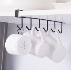 Giá treo đồ 6 Móc Nhà Bếp không cần khoan đục cho tủ bếp nhiều ngăn tủ quần áo, giá treo đồ 6 móc L1642