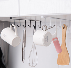 Giá treo đồ 6 Móc Nhà Bếp không cần khoan đục cho tủ bếp nhiều ngăn tủ quần áo, giá treo đồ 6 móc L1642