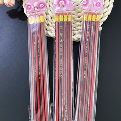 Sét 4 cây bút chì sọc dọc màu đỏ và đen bằng gỗ, văn phòng phẩm dành cho học sinh A1138