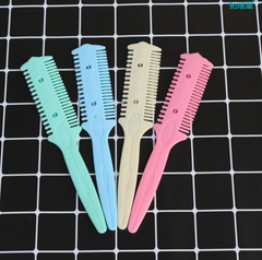 Lược tỉa tóc cắt tóc 2 đầu, lược nhựa lưỡi hai mặt tiện lợi A1348
