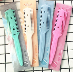 Lược tỉa tóc cắt tóc 2 đầu, lược nhựa lưỡi hai mặt tiện lợi A1348