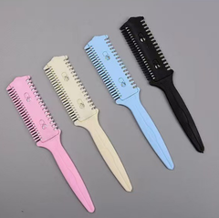 Lược tỉa tóc cắt tóc 2 đầu, lược nhựa lưỡi hai mặt tiện lợi A1348