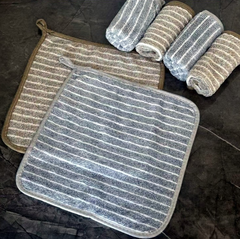 Khăn lau bát đĩa khăn lau bếp sọc than tre 30x30 có viền bo,khăn lau tay làm bằng vải sợi 2 mặt A1451