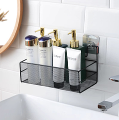 Kệ phòng tắm tối giản kiểu Nhật, giá đựng sữa tắm, bàn trang điểm, giỏ treo nhiều móc dung tích lớn A2743