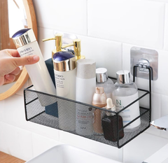 Kệ phòng tắm tối giản kiểu Nhật, giá đựng sữa tắm, bàn trang điểm, giỏ treo nhiều móc dung tích lớn A2743