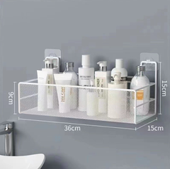 Kệ phòng tắm tối giản kiểu Nhật, giá đựng sữa tắm, bàn trang điểm, giỏ treo nhiều móc dung tích lớn A2743