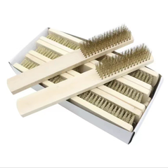 Dụng cụ tẩy gỉ cán gỗ đánh bóng làm sạch, bàn chải dây thép mạ đồng, bộ dụng cụ kim loại A4712