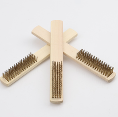 Dụng cụ tẩy gỉ cán gỗ đánh bóng làm sạch, bàn chải dây thép mạ đồng, bộ dụng cụ kim loại A4712