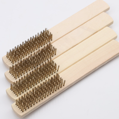 Dụng cụ tẩy gỉ cán gỗ đánh bóng làm sạch, bàn chải dây thép mạ đồng, bộ dụng cụ kim loại A4712