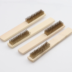 Dụng cụ tẩy gỉ cán gỗ đánh bóng làm sạch, bàn chải dây thép mạ đồng, bộ dụng cụ kim loại A4712