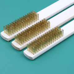 Dụng cụ tẩy gỉ cán gỗ đánh bóng làm sạch, bàn chải dây thép mạ đồng, bộ dụng cụ kim loại A4712