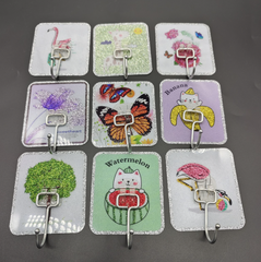 Móc dán tường viền bạc siêu dính bằng thép không gỉ cho nhà bếp và phòng tắm cao cấp A4823