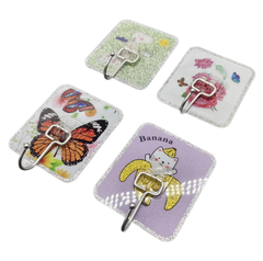 Móc dán tường viền bạc siêu dính bằng thép không gỉ cho nhà bếp và phòng tắm cao cấp A4823