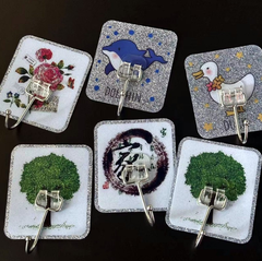 Móc dán tường viền bạc siêu dính bằng thép không gỉ cho nhà bếp và phòng tắm cao cấp A4823