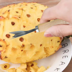 Dụng cụ gọt vỏ dứa hình chữ V, dao gọt dứa bằng thép không gỉ có cán gỗ, dụng cụ gọt vỏ dứa dạng đứng A5211