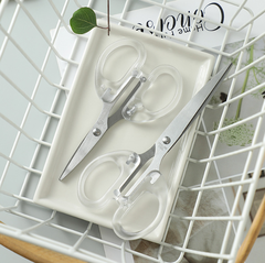 Kéo văn phòng Trắng Trong suốt, kéo thép không gỉ dùng trong nhà bếp, kéo thủ công cho trẻ em L1741