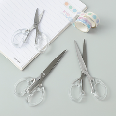 Kéo văn phòng Trắng Trong suốt, kéo thép không gỉ dùng trong nhà bếp, kéo thủ công cho trẻ em L1741