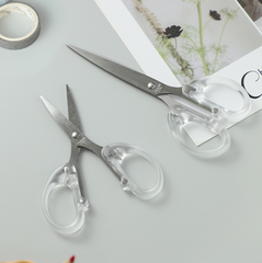 Kéo văn phòng Trắng Trong suốt, kéo thép không gỉ dùng trong nhà bếp, kéo thủ công cho trẻ em L1741
