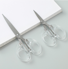 Kéo văn phòng Trắng Trong suốt, kéo thép không gỉ dùng trong nhà bếp, kéo thủ công cho trẻ em L1741