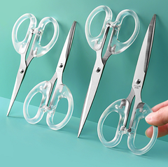 Kéo văn phòng Trắng Trong suốt, kéo thép không gỉ dùng trong nhà bếp, kéo thủ công cho trẻ em L1741
