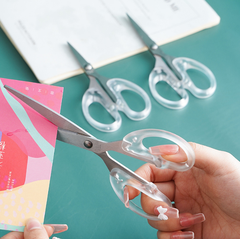 Kéo văn phòng Trắng Trong suốt, kéo thép không gỉ dùng trong nhà bếp, kéo thủ công cho trẻ em L1741