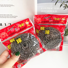 Búi thép đơn đóng gói màu đỏ dùng để rửa chén bát chùi cọ xoong nồi ( bịch đỏ) L1844