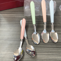 Thìa ăn cơm cán dày màu macaron dành cho học sinh và trẻ em, thìa ăn nhân viên văn phòng L1921