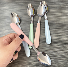 Thìa ăn cơm cán dày màu macaron dành cho học sinh và trẻ em, thìa ăn nhân viên văn phòng L1921