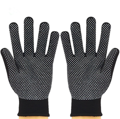 Găng tay lao động nam màu đen, chống bụi, thoáng khí, chống trượt, mỏng và bền, chấm cao su trắng L1923