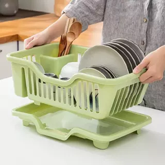Rổ Úp Bát Chén Dĩa - Khay Kệ Đựng Chén Bát Dĩa Đũa Muỗng Có Khay Hứng Nước Tiện Lợi A5551