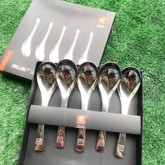 Hộp 5 Thìa Canh Soup Inox, Bộ 5 Muỗng ăn cơm đầu tròn sang trọng A3961